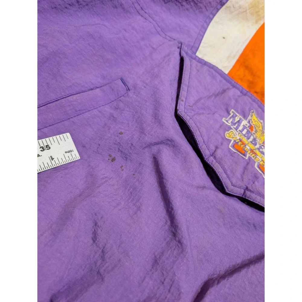 Vintage Starter Minnesota Screaming Eagles Anorak Jacket Purple Orange 90s Large